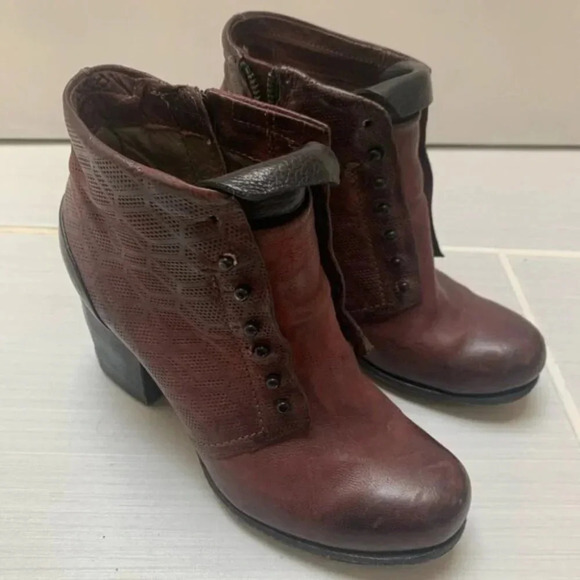A.S. 98 Black Burgundy Heeled  Leather Booties 36 - Picture 11 of 14